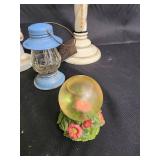 Assorted Porcelain Figurines & Ornaments - Snow Globe, Birthday Bell, Lantern, Garden Decor