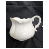 A Gift From FTD White Ceramic Creamer & Pitcher Set on Embossed Plate (Made in China)