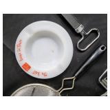 Vintage Kitchen Tools Lot - Red Digital Scale, Grater, Skewers, Shakers, Osterizer