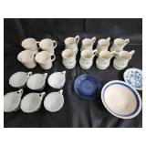 Blue Danube Flow Blue Porcelain Mugs & Creamers Set - Made in China