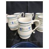 Blue Danube Flow Blue Porcelain Mugs & Creamers Set - Made in China