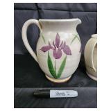 Iris Flowerware Ceramic Pitcher & Mug Set - 2 Pitchers, 4 Mugs