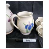 Iris Flowerware Ceramic Pitcher & Mug Set - 2 Pitchers, 4 Mugs