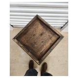 Wooden Pedestal Plant Stand - Square Top, Dark Stain, Vintage