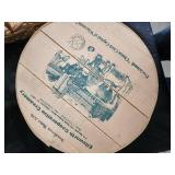 Vintage Wicker Baskets Set with Round Cheese Box & Snowman Tin - Farmhouse Decor