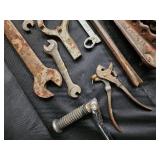 Vintage Rusty Hand Tools Collection - Wrenches, Pliers, Drill Bits & More