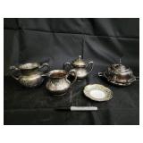 Barbour Silver Co. Quadruple Plate Tea Set - Floral Engraving & Decorative Plate