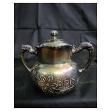 Barbour Silver Co. Quadruple Plate Tea Set - Floral Engraving & Decorative Plate