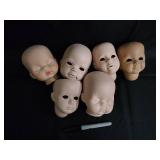 Unpainted Ceramic Doll Heads - 5 Heads for Doll Making