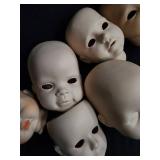 Unpainted Ceramic Doll Heads - 5 Heads for Doll Making