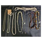 Beaded Necklaces (Lot of 9) - Ivory/Cream, Wood & Shell Accents