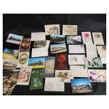 Vintage Postcards Collection - Assorted Greeting, Scenic, Floral & Train Cards