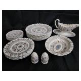 Copeland Spode Florence Dinnerware Set - Plates, Creamer, Gravy Boat, Salt & Pepper Shakers
