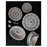 Copeland Spode Florence Dinnerware Set - Plates, Creamer, Gravy Boat, Salt & Pepper Shakers
