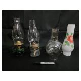 Glass Hurricane Oil Lamps (Lot of 4)