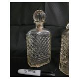 Crystal Cut-Glass Decanter Pair with Stoppers, Glass Tumblers & Ceramic Pitchers