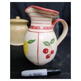 Crystal Cut-Glass Decanter Pair with Stoppers, Glass Tumblers & Ceramic Pitchers