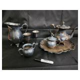 Richfield Plate Co Guadalupe Quadruple Plate Tea Set w/ Tray - USA 27198