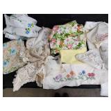 Vintage Embroidered Linen & Lace Textiles Collection - Floral & Crochet Details