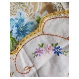 Vintage Embroidered Linen & Lace Textiles Collection - Floral & Crochet Details