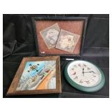 Bird Clock & Winter Landscape Print & Playing Cards Wall Art (Lot of 3)