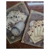 Bird Clock & Winter Landscape Print & Playing Cards Wall Art (Lot of 3)