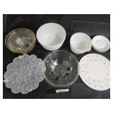 Corelle by Corning Microwaveable White Bowls & Royal Worcester Forget Me Not Fine Bone China Plate