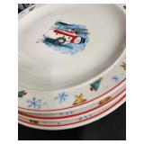 Snowman Holiday Dinnerware Set with Red Rim - Bowls & Mugs & Christmas Decor