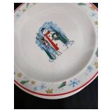 Snowman Holiday Dinnerware Set with Red Rim - Bowls & Mugs & Christmas Decor