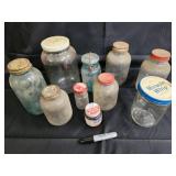 Atlas Seal-All Mason Jars - Vintage Glass Canisters with Miracle Whip & Red Star Lids