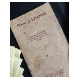 Vintage Easter Decor - Bunny Salt & Pepper Shaker Set, Egg Tray, Litany Book, Chick Tattoo Toy