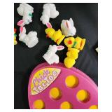 Vintage Easter Decor - Bunny Salt & Pepper Shaker Set, Egg Tray, Litany Book, Chick Tattoo Toy