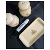 Vintage Easter Decor - Bunny Salt & Pepper Shaker Set, Egg Tray, Litany Book, Chick Tattoo Toy