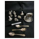 Pewter Figurines & Vintage Tableware - Cherubs, Lighthouses, Trains, Vollrath Cup, WM Rogers Spoon