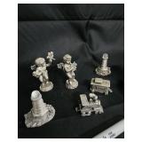 Pewter Figurines & Vintage Tableware - Cherubs, Lighthouses, Trains, Vollrath Cup, WM Rogers Spoon