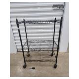 Black 3-Tier Wire Shelving Rack on Casters - Mobile Storage Shelf