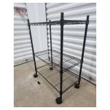 Black 3-Tier Wire Shelving Rack on Casters - Mobile Storage Shelf
