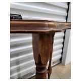 Vintage Oak End Table with Scalloped Edge and Turned Legs