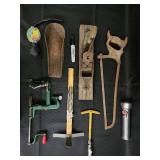 Vintage Woodworking Tools - Hand Planes, Saws, Brace, Ruler, Flashlight