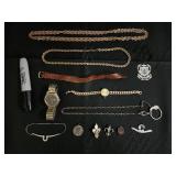 Sharp Quartz Watch with Lutheran Medal Pendant, Moriarty Crest & Fleur-de-Lis Jewelry