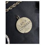 Sharp Quartz Watch with Lutheran Medal Pendant, Moriarty Crest & Fleur-de-Lis Jewelry