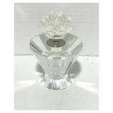 Shannon Crystal Perfume Bottle. Hand Cut Crystal Stopper of Lotus Flower