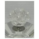 Shannon Crystal Perfume Bottle. Hand Cut Crystal Stopper of Lotus Flower