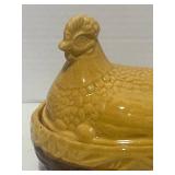 Vintage PV France Yellow Ware Hen on Nest 5" Ceramic Beautiful Colors
