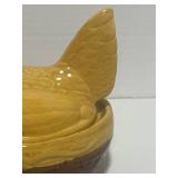 Vintage PV France Yellow Ware Hen on Nest 5" Ceramic Beautiful Colors