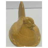 Vintage PV France Yellow Ware Hen on Nest 5" Ceramic Beautiful Colors