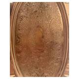 2 Coppercraft Guild Etched Oblong Trays USA 5 1/2" X 9 1/4"