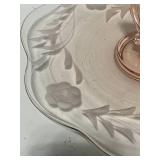 Vintage Pink Depression Handled Serving Plate
