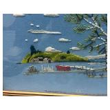 1974 Avon Framed Needlepoint "Lakescape"  28" X 32"