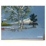 1974 Avon Framed Needlepoint "Lakescape"  28" X 32"